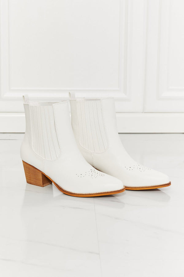 MMShoes Love the Journey Stacked Heel Chelsea Boot in White - Opulent EmpireMMShoes Love the Journey Stacked Heel Chelsea Boot in WhiteOpulent Empire