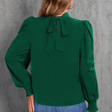 Mock Neck Puff Sleeve Blouse - Opulent EmpireMock Neck Puff Sleeve BlouseOpulent Empire