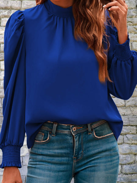 Mock Neck Puff Sleeve Blouse - Opulent EmpireMock Neck Puff Sleeve BlouseOpulent Empire