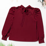 Mock Neck Puff Sleeve Blouse - Opulent EmpireMock Neck Puff Sleeve BlouseOpulent Empire