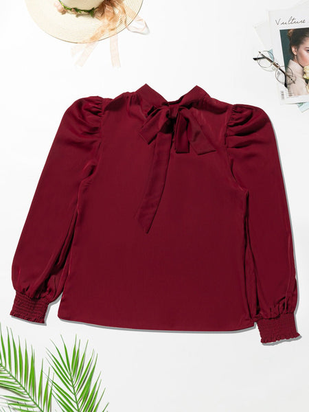 Mock Neck Puff Sleeve Blouse - Opulent EmpireMock Neck Puff Sleeve BlouseOpulent Empire