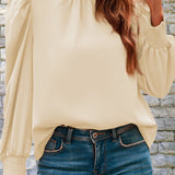 Mock Neck Puff Sleeve Blouse - Opulent EmpireMock Neck Puff Sleeve BlouseOpulent Empire