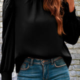 Mock Neck Puff Sleeve Blouse - Opulent EmpireMock Neck Puff Sleeve BlouseOpulent Empire