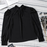 Mock Neck Puff Sleeve Blouse - Opulent EmpireMock Neck Puff Sleeve BlouseOpulent Empire