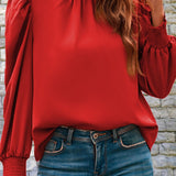 Mock Neck Puff Sleeve Blouse - Opulent EmpireMock Neck Puff Sleeve BlouseOpulent Empire