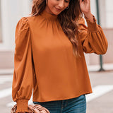 Mock Neck Puff Sleeve Blouse - Opulent EmpireMock Neck Puff Sleeve BlouseOpulent Empire