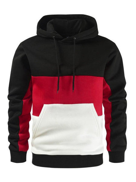 Men's Color Block Color Contrast Long Sleeve Hooded Sweatshirt