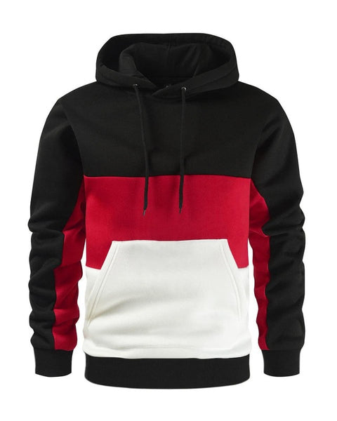 Caspian Beaumont — Men's Color Block Color Contrast Long Sleeve Hooded Sweatshirt, alternate view 4