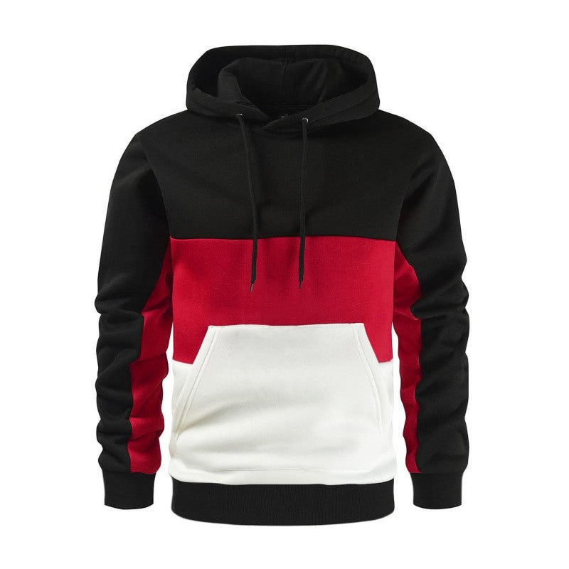 Caspian Beaumont — Men's Color Block Color Contrast Long Sleeve Hooded Sweatshirt, alternate view 4