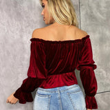 Off-Shoulder Flounce Sleeve Blouse - Opulent EmpireOff-Shoulder Flounce Sleeve BlouseOpulent Empire