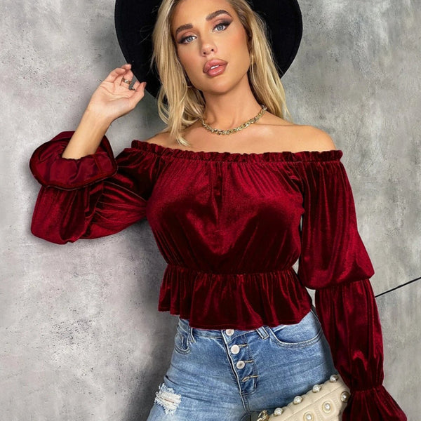 Off-Shoulder Flounce Sleeve Blouse - Opulent EmpireOff-Shoulder Flounce Sleeve BlouseOpulent Empire