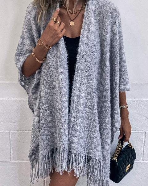 Open Front Fringe Hem Poncho - Opulent EmpireOpen Front Fringe Hem PonchoOpulent EmpireClothing