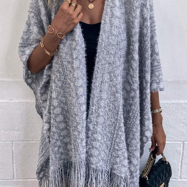 Open Front Fringe Hem Poncho - Opulent EmpireOpen Front Fringe Hem PonchoOpulent EmpireClothing