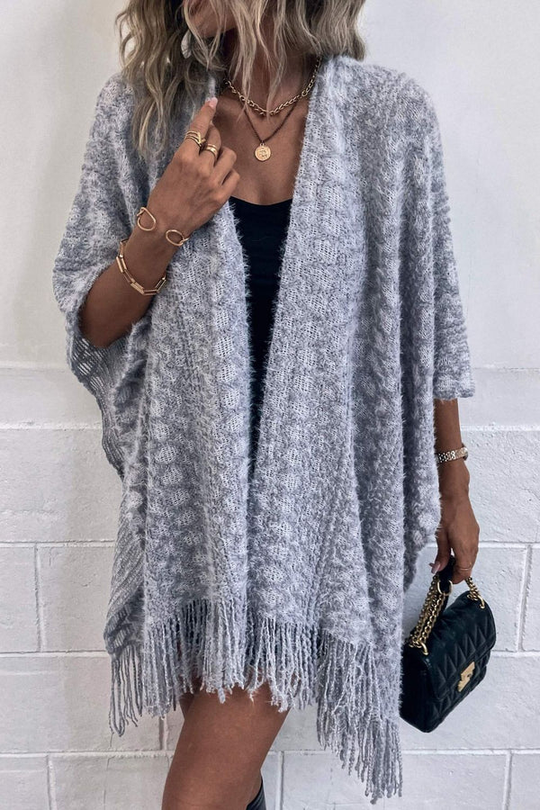 Open Front Fringe Hem Poncho - Opulent EmpireOpen Front Fringe Hem PonchoOpulent EmpireClothing