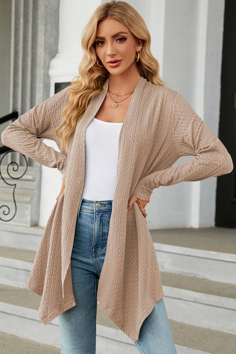 Open Front Long Sleeve Cardigan - Opulent EmpireOpen Front Long Sleeve CardiganOpulent Empire