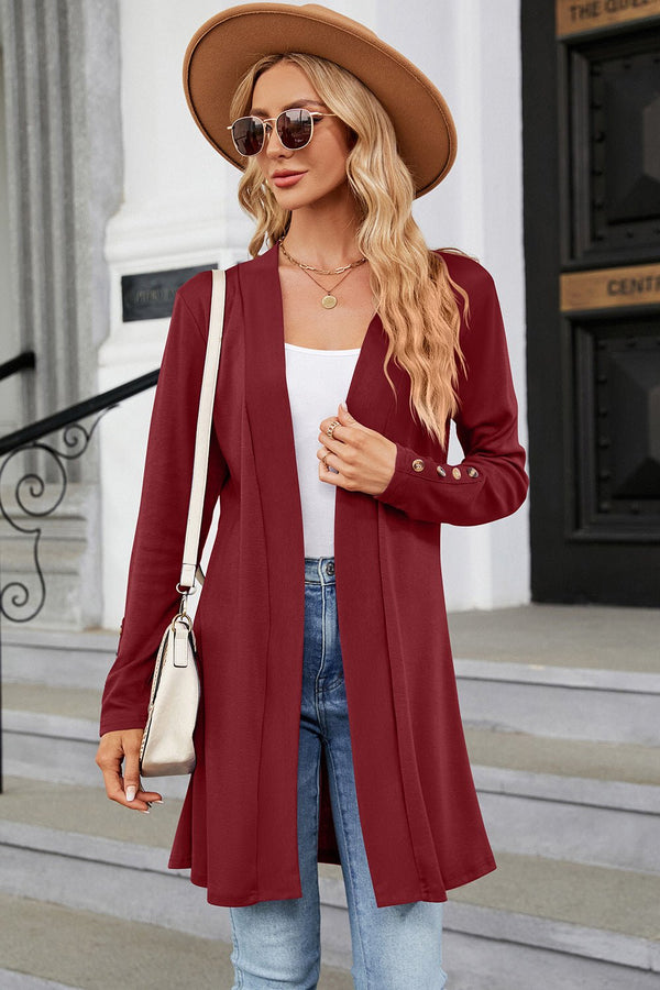 Open Front Long Sleeve Cardigan - Opulent EmpireOpen Front Long Sleeve CardiganOpulent Empire