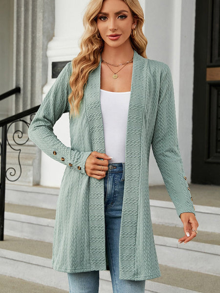 Open Front Long Sleeve Cardigan - Opulent EmpireOpen Front Long Sleeve CardiganOpulent Empire