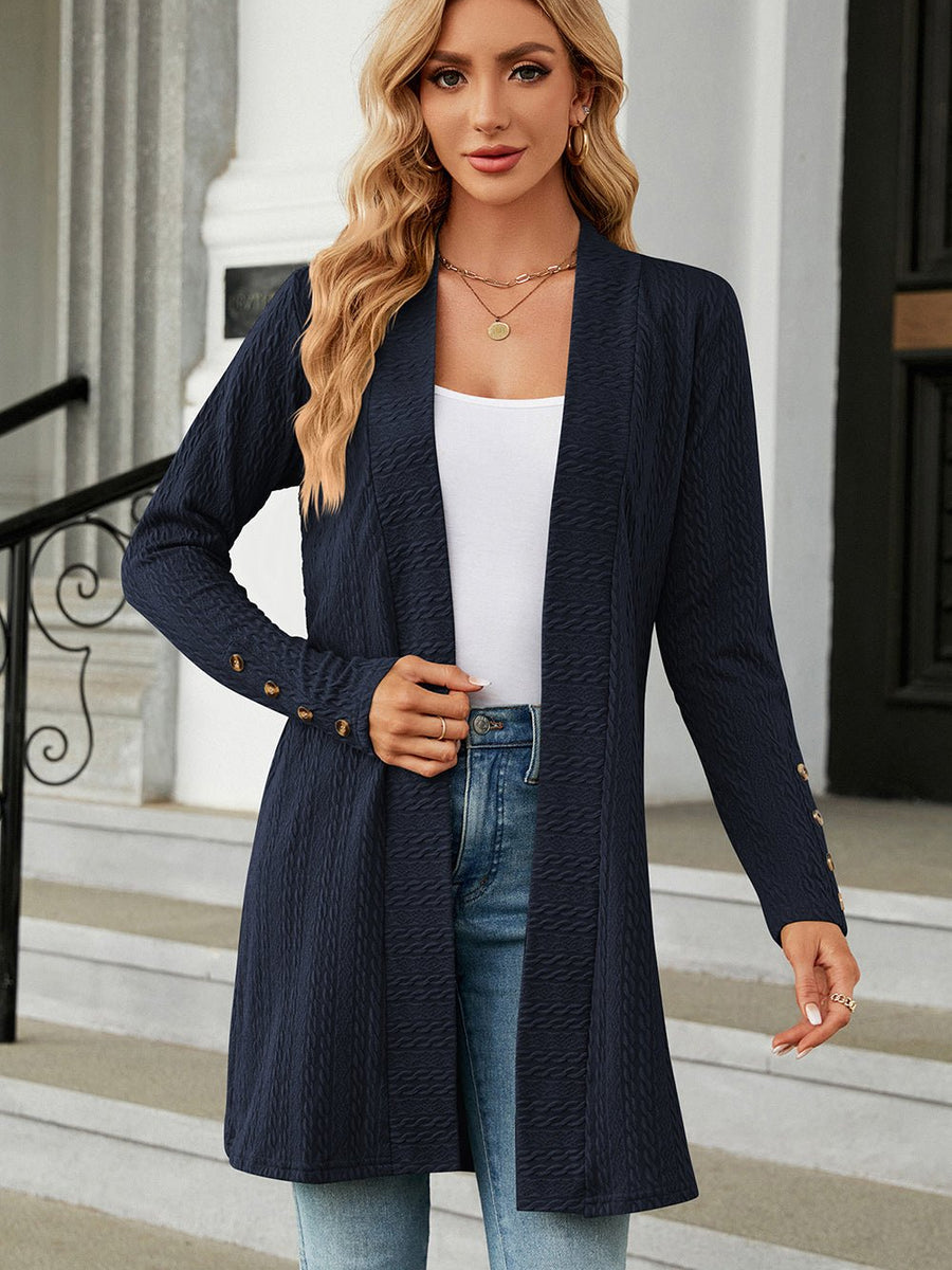 Open Front Long Sleeve Cardigan - Opulent EmpireOpen Front Long Sleeve CardiganOpulent Empire