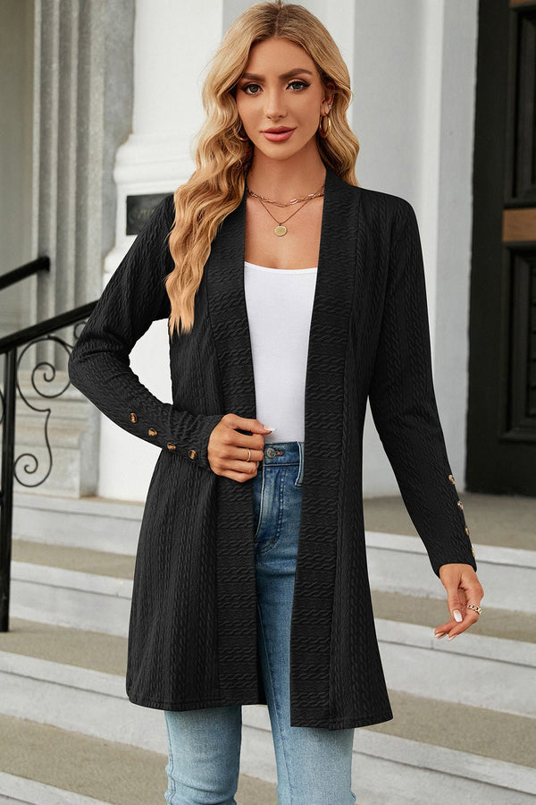 Open Front Long Sleeve Cardigan - Opulent EmpireOpen Front Long Sleeve CardiganOpulent Empire