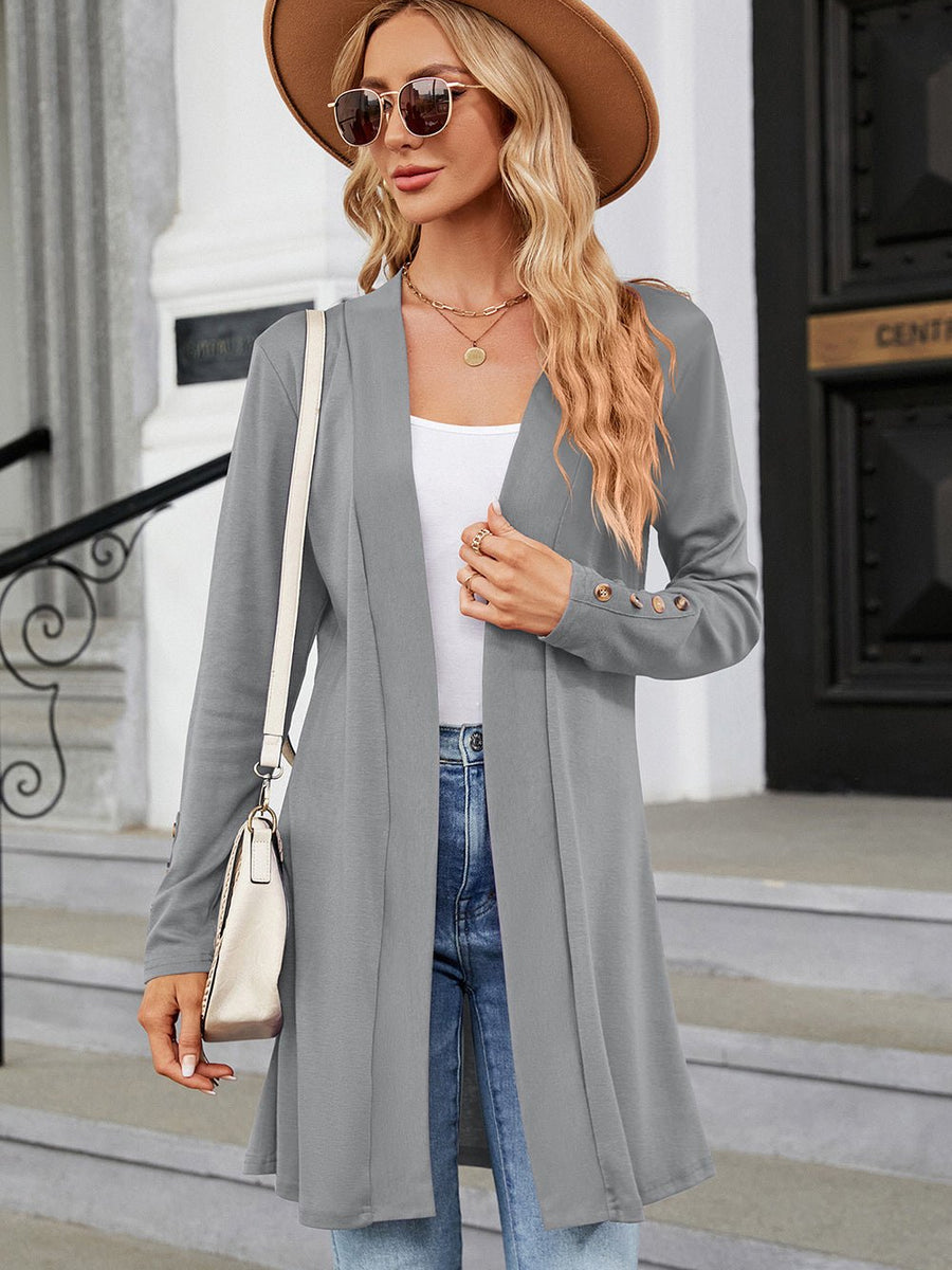 Open Front Long Sleeve Cardigan - Opulent EmpireOpen Front Long Sleeve CardiganOpulent Empire