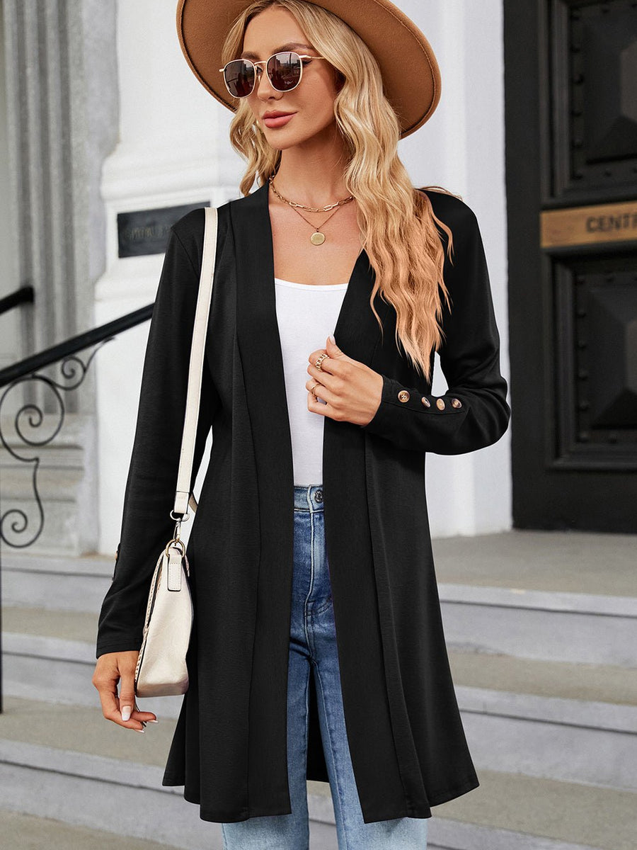 Open Front Long Sleeve Cardigan - Opulent EmpireOpen Front Long Sleeve CardiganOpulent Empire