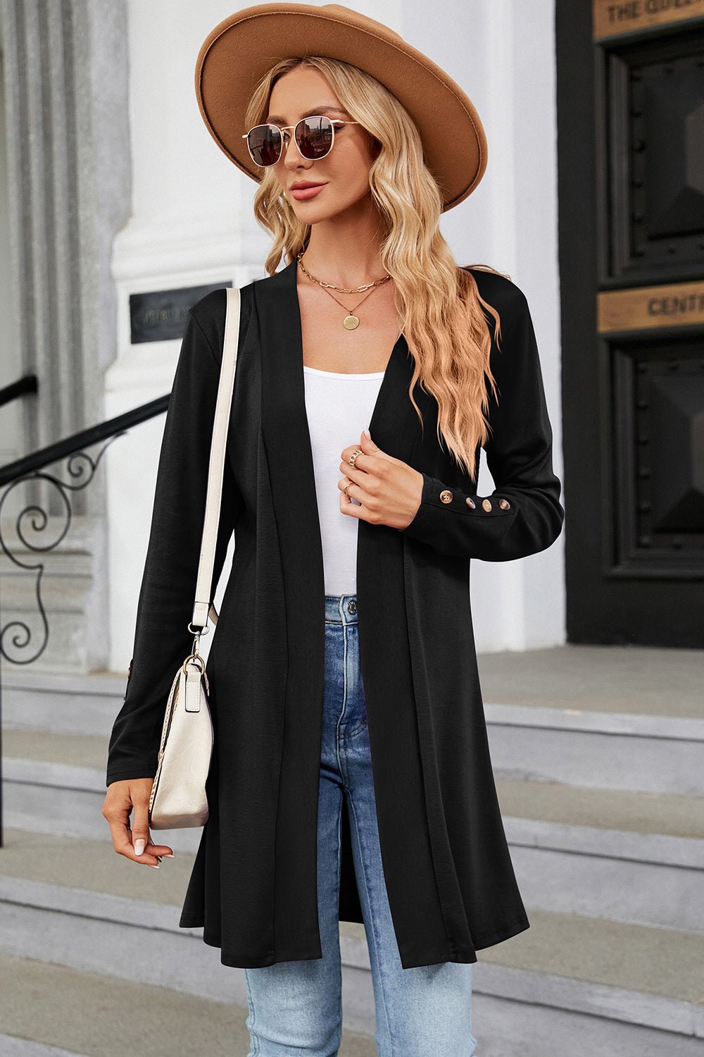 Open Front Long Sleeve Cardigan - Opulent EmpireOpen Front Long Sleeve CardiganOpulent Empire