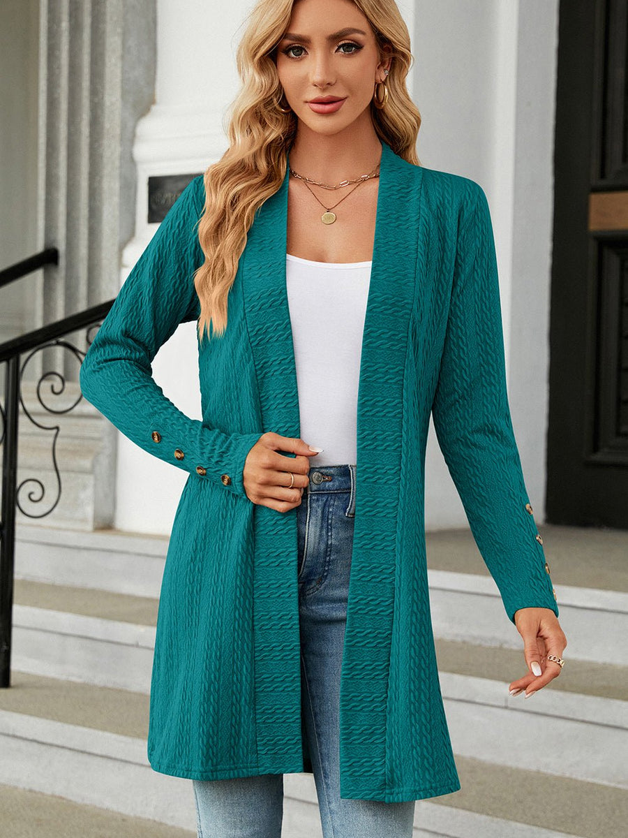 Open Front Long Sleeve Cardigan - Opulent EmpireOpen Front Long Sleeve CardiganOpulent Empire