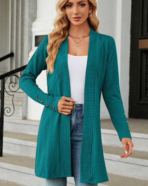 Open Front Long Sleeve Cardigan - Opulent EmpireOpen Front Long Sleeve CardiganOpulent Empire