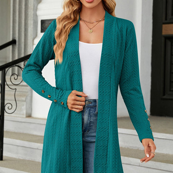 Open Front Long Sleeve Cardigan - Opulent EmpireOpen Front Long Sleeve CardiganOpulent Empire