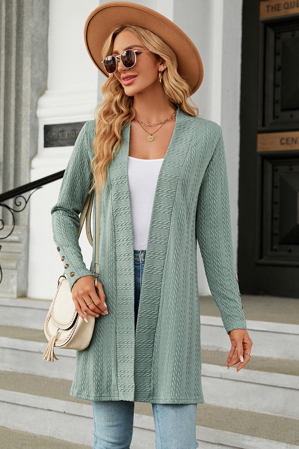 Open Front Long Sleeve Cardigan - Opulent EmpireOpen Front Long Sleeve CardiganOpulent Empire