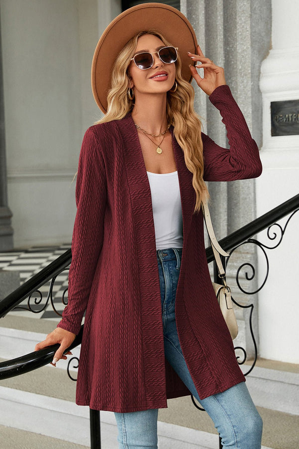 Open Front Long Sleeve Cardigan - Opulent EmpireOpen Front Long Sleeve CardiganOpulent Empire