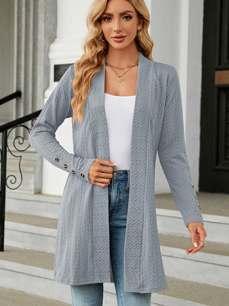 Open Front Long Sleeve Cardigan - Opulent EmpireOpen Front Long Sleeve CardiganOpulent Empire