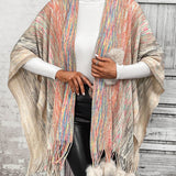 Open Front Poncho with Pom Poms - Opulent EmpireOpen Front Poncho with Pom PomsOpulent EmpireClothing