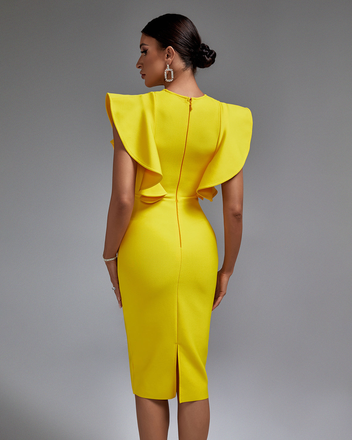 Quintessa Beaumont — Chic Ruffle-Trimmed Midi Dress, alternate view 4