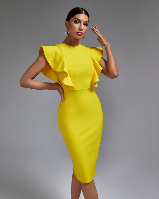 Chic Ruffle-Trimmed Midi Dress for a Stunning Look - Opulent Empire