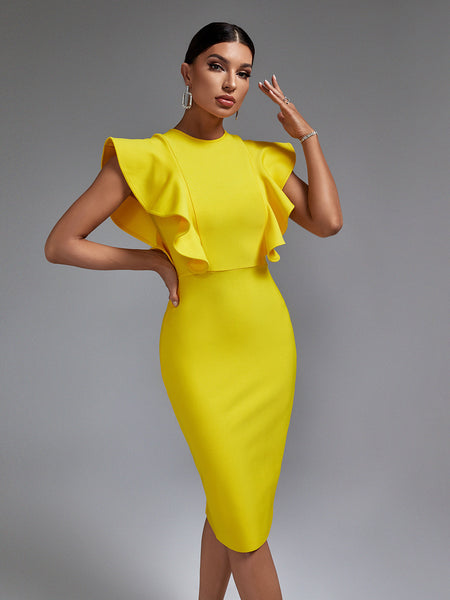 Chic Ruffle-Trimmed Midi Dress for a Stunning Look - Opulent Empire