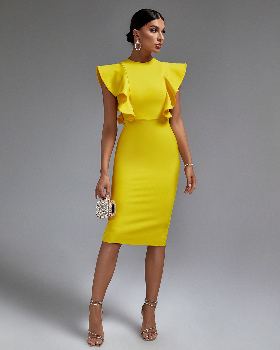 Quintessa Beaumont — Chic Ruffle-Trimmed Midi Dress, alternate view 3