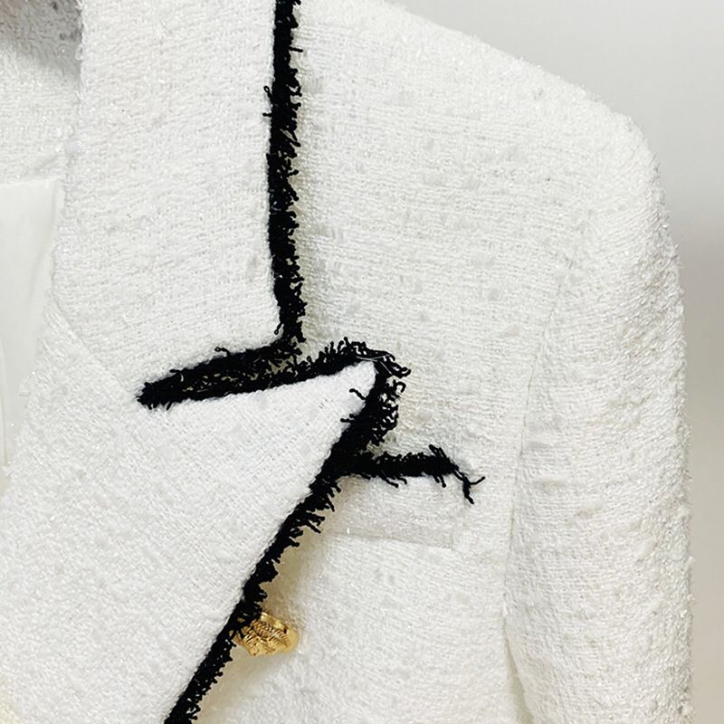 Fiorenza — Black & White Tweed Gold Button Blazer, alternate view 7