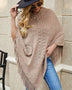 Pearl Trim Fringe Hem Poncho - Opulent EmpirePearl Trim Fringe Hem PonchoOpulent EmpireClothing