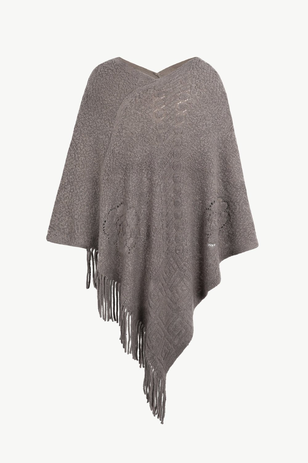 Pearl Trim Fringe Hem Poncho - Opulent EmpirePearl Trim Fringe Hem PonchoOpulent EmpireClothing