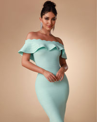 Véronique — Off Shoulder Midi Bandage Dress, alternate view 5