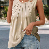 Pin-Tuck Round Neck Tank - Opulent EmpirePin-Tuck Round Neck TankOpulent Empire