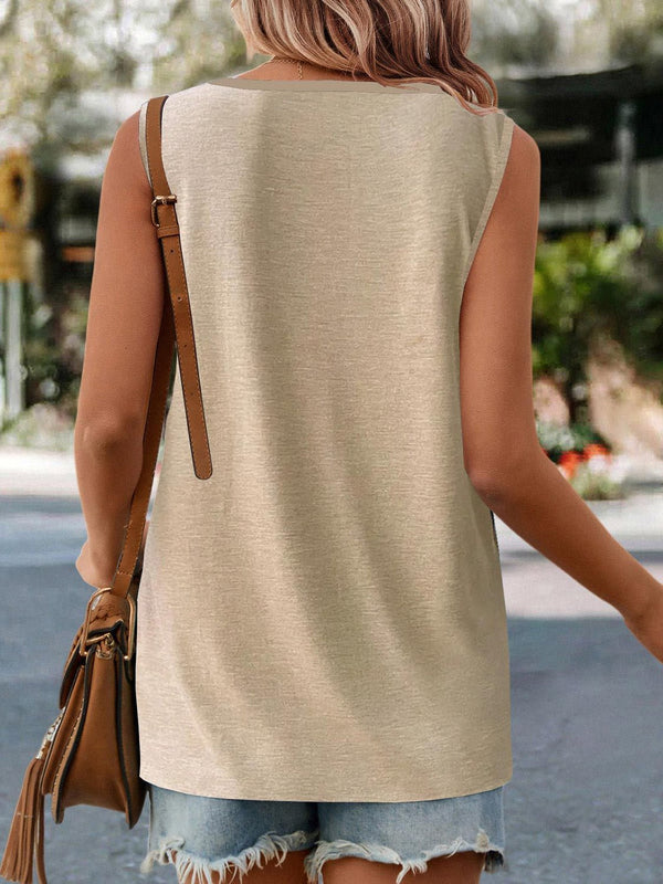 Pin-Tuck Round Neck Tank - Opulent EmpirePin-Tuck Round Neck TankOpulent Empire