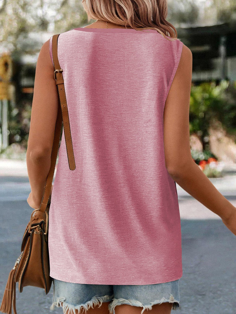 Pin-Tuck Round Neck Tank - Opulent EmpirePin-Tuck Round Neck TankOpulent Empire