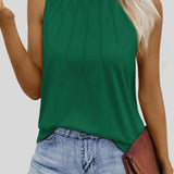 Pin-Tuck Round Neck Tank - Opulent EmpirePin-Tuck Round Neck TankOpulent Empire