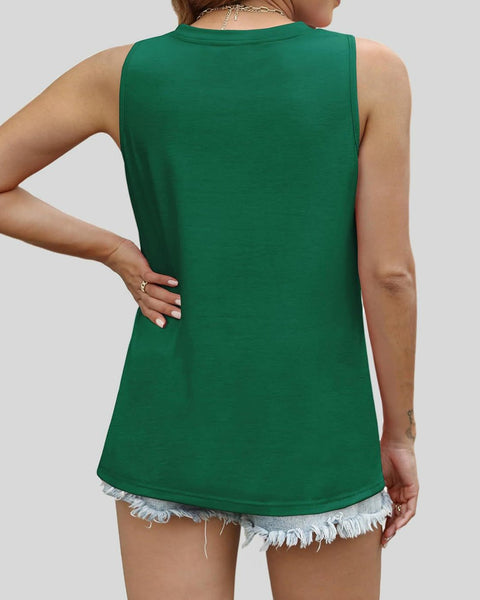 Pin-Tuck Round Neck Tank - Opulent EmpirePin-Tuck Round Neck TankOpulent Empire