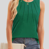 Pin-Tuck Round Neck Tank - Opulent EmpirePin-Tuck Round Neck TankOpulent Empire