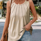 Pin-Tuck Round Neck Tank - Opulent EmpirePin-Tuck Round Neck TankOpulent Empire