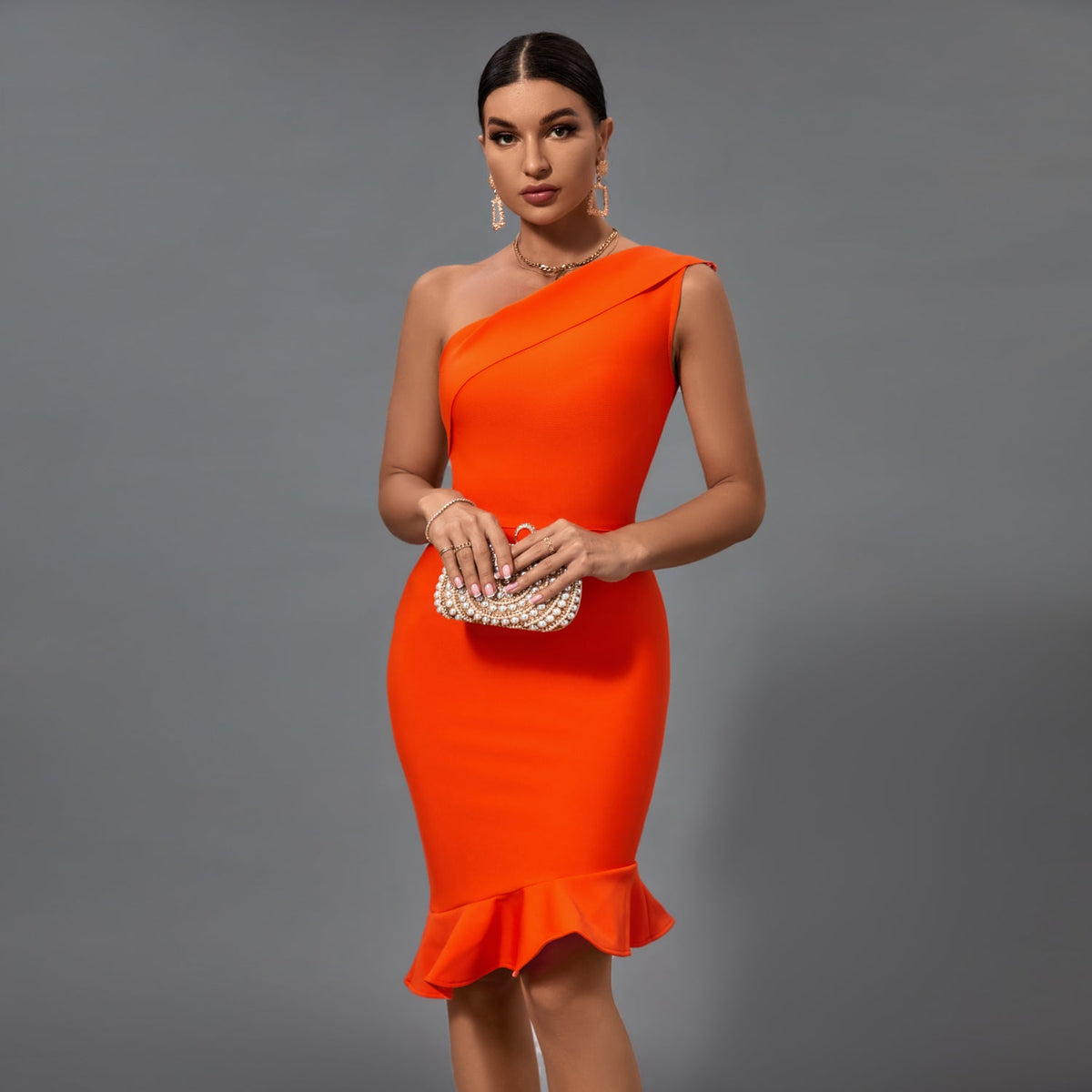 Elegant One-Shoulder Fishtail Bandage Dress