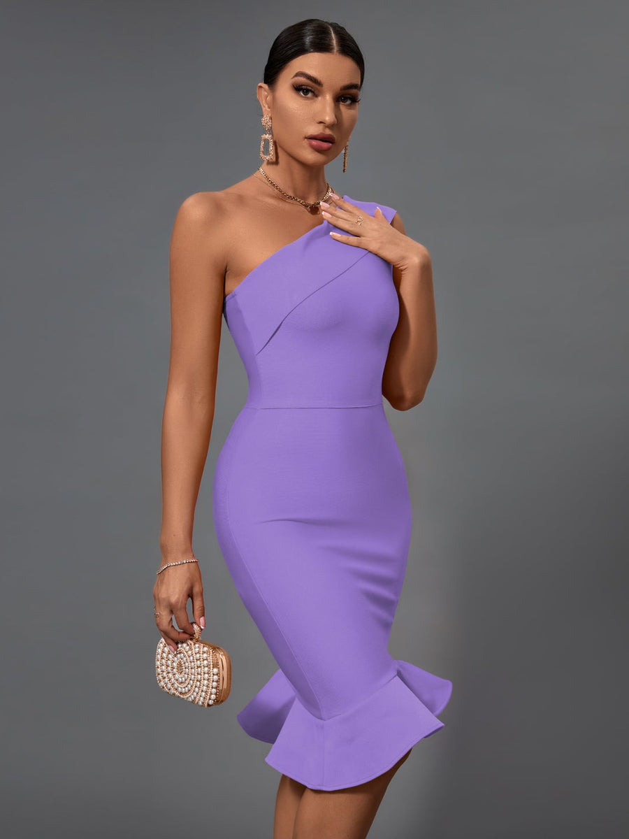 Elegant One-Shoulder Fishtail Bandage Dress